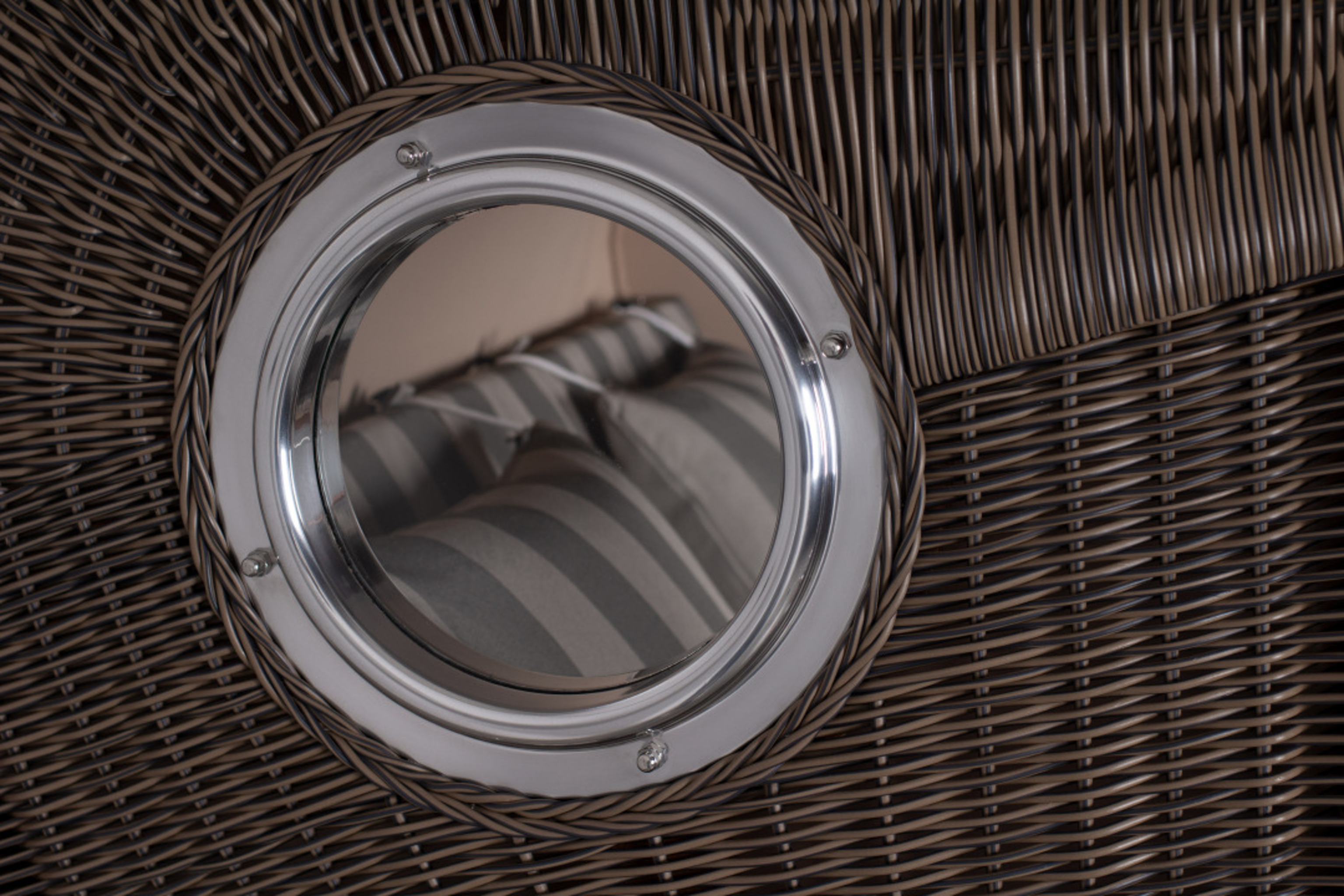 Strandkorb Rantum Grande Bullauge Mahagoni PE grey Dessin 537