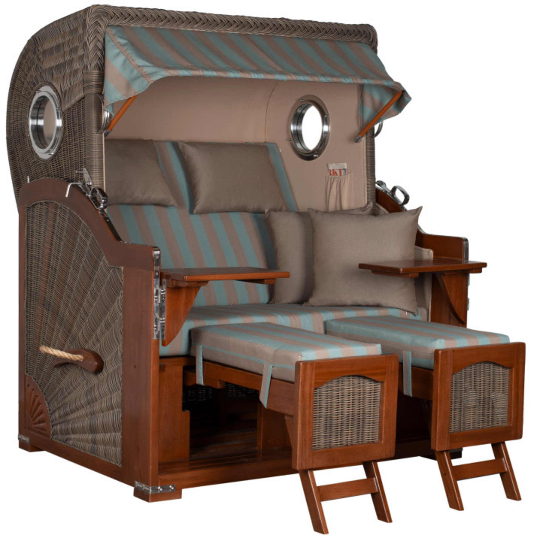 Strandkorb Rantum Grande Bullauge Mahagoni PE grey Dessin 520