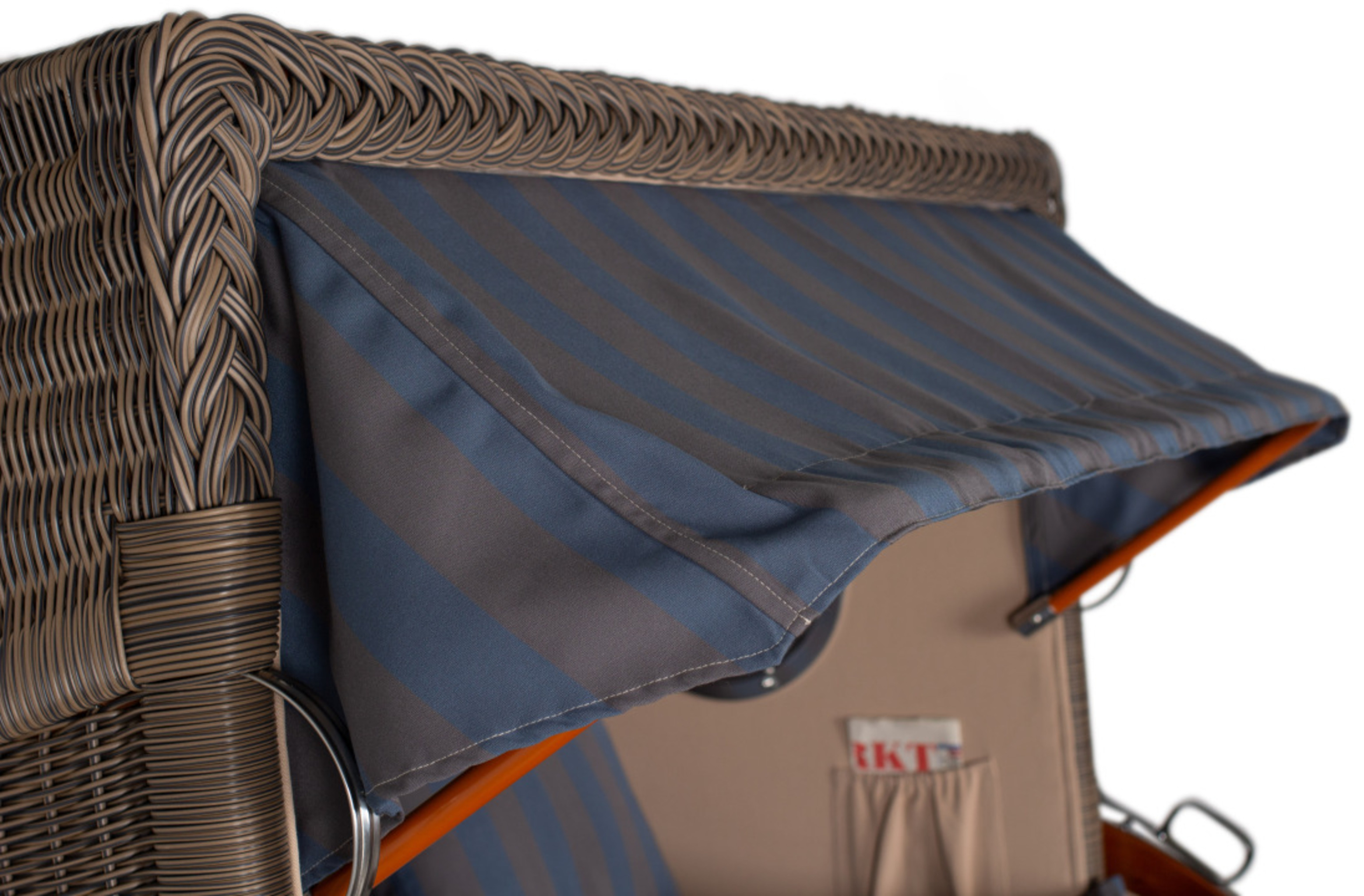 Strandkorb Rantum Grande Bullauge Mahagoni PE grey Dessin 582