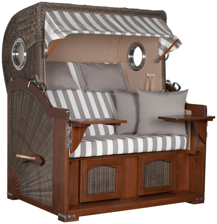 Strandkorb Rantum Grande Bullauge Mahagoni PE grey Dessin 513