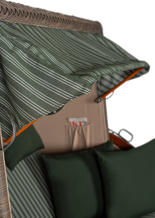 Strandkorb Rantum Bullauge Mahagoni PE Grey Dessin 504