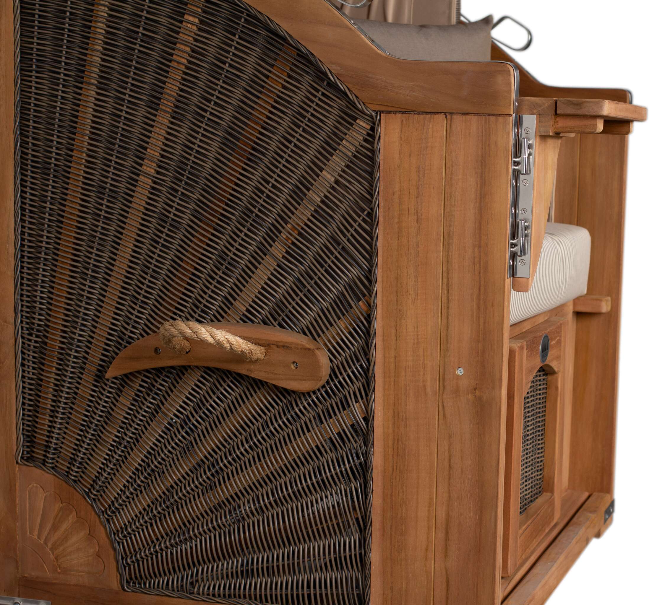 Strandkorb Rantum Single Bullauge Teak PE Grey Dessin 510