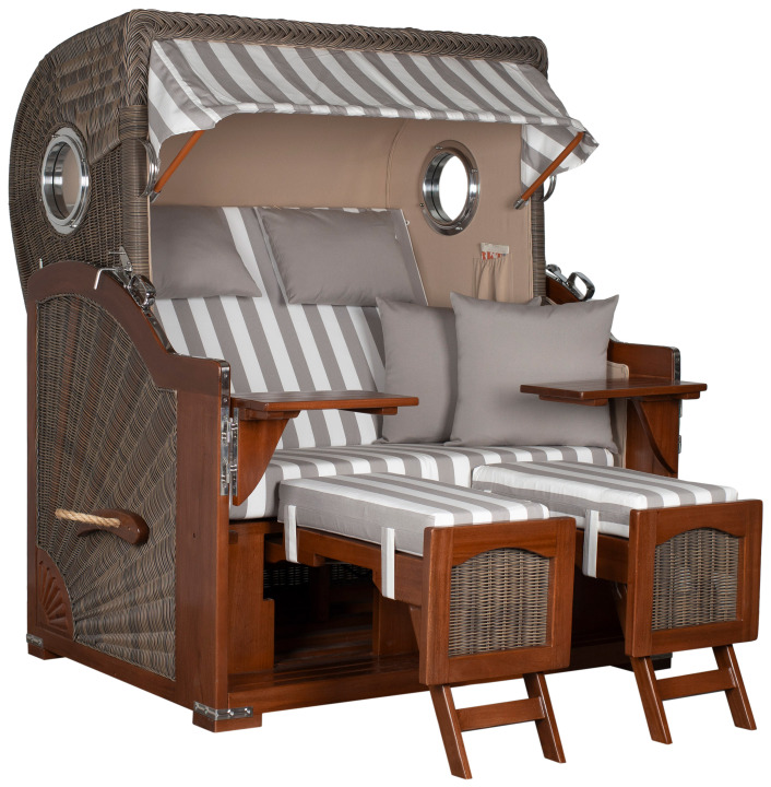 Strandkorb Rantum Grande Bullauge Mahagoni PE grey Dessin 513