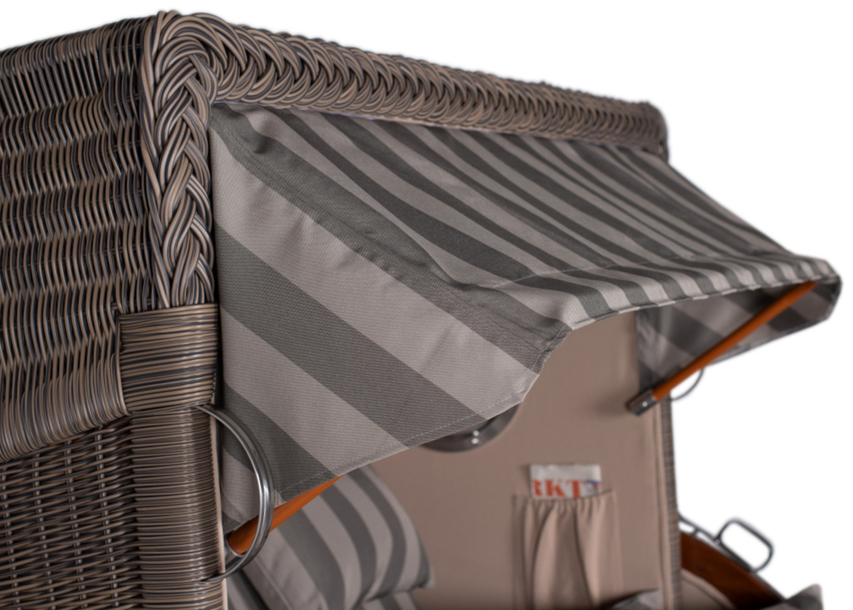 Strandkorb Rantum Grande Bullauge Mahagoni PE grey Dessin 537