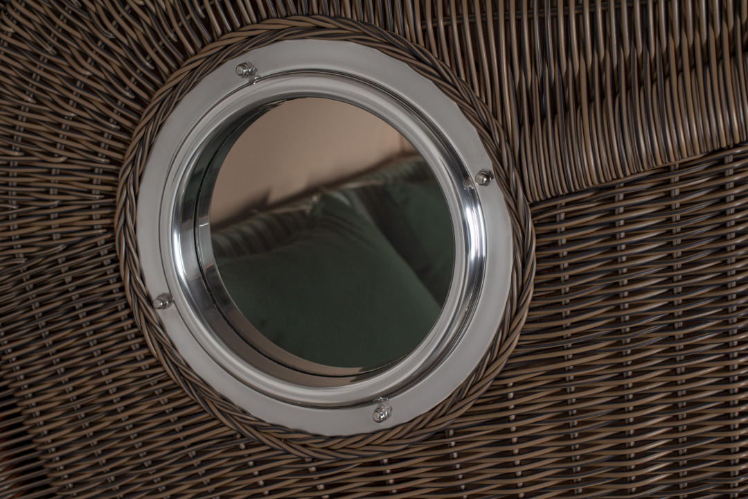 Strandkorb Rantum Bullauge Mahagoni PE Grey Dessin 504