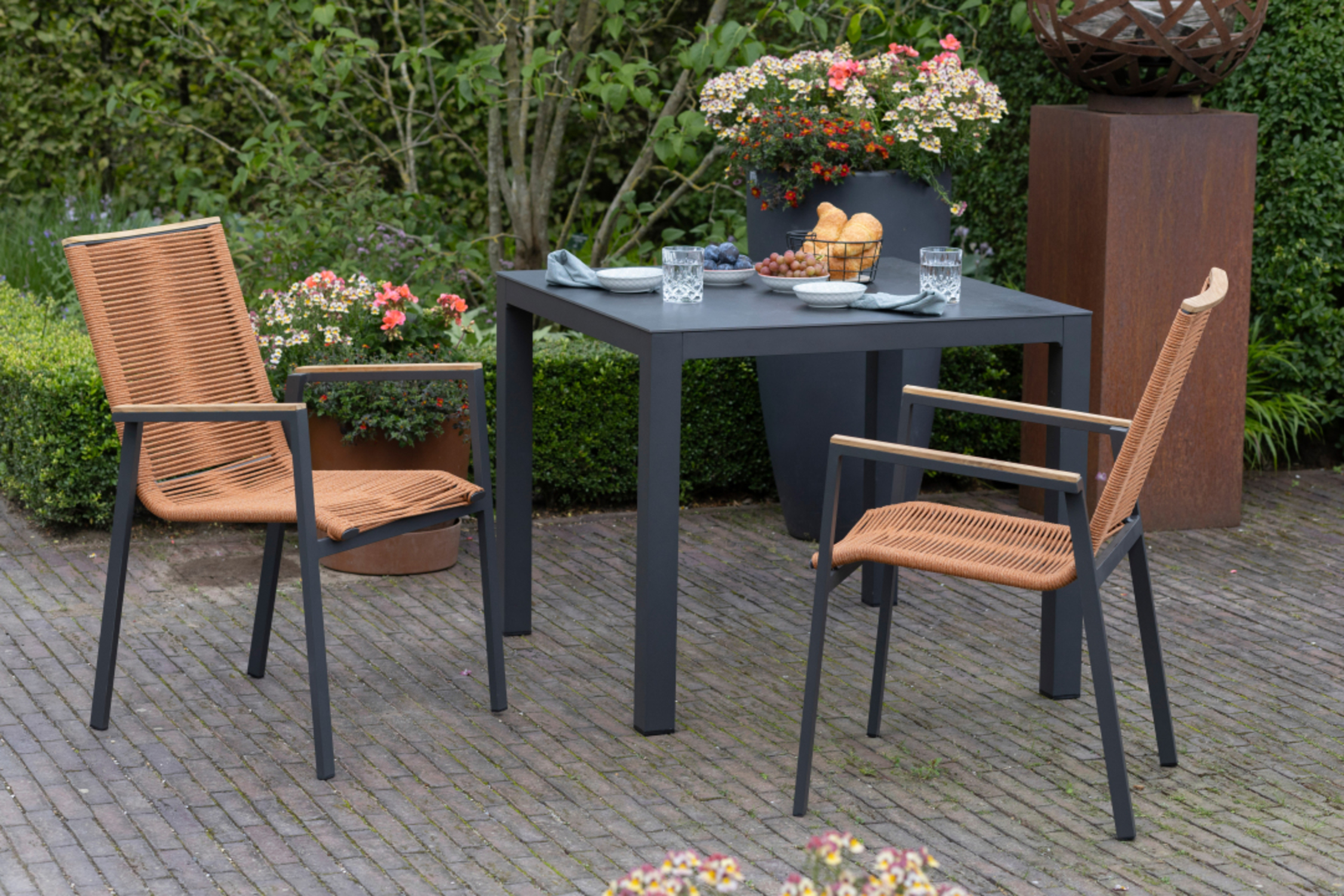 Gartenmöbelset Diningsessel Alicante terracotta mit Tisch Tarifa 90x90cm - 6