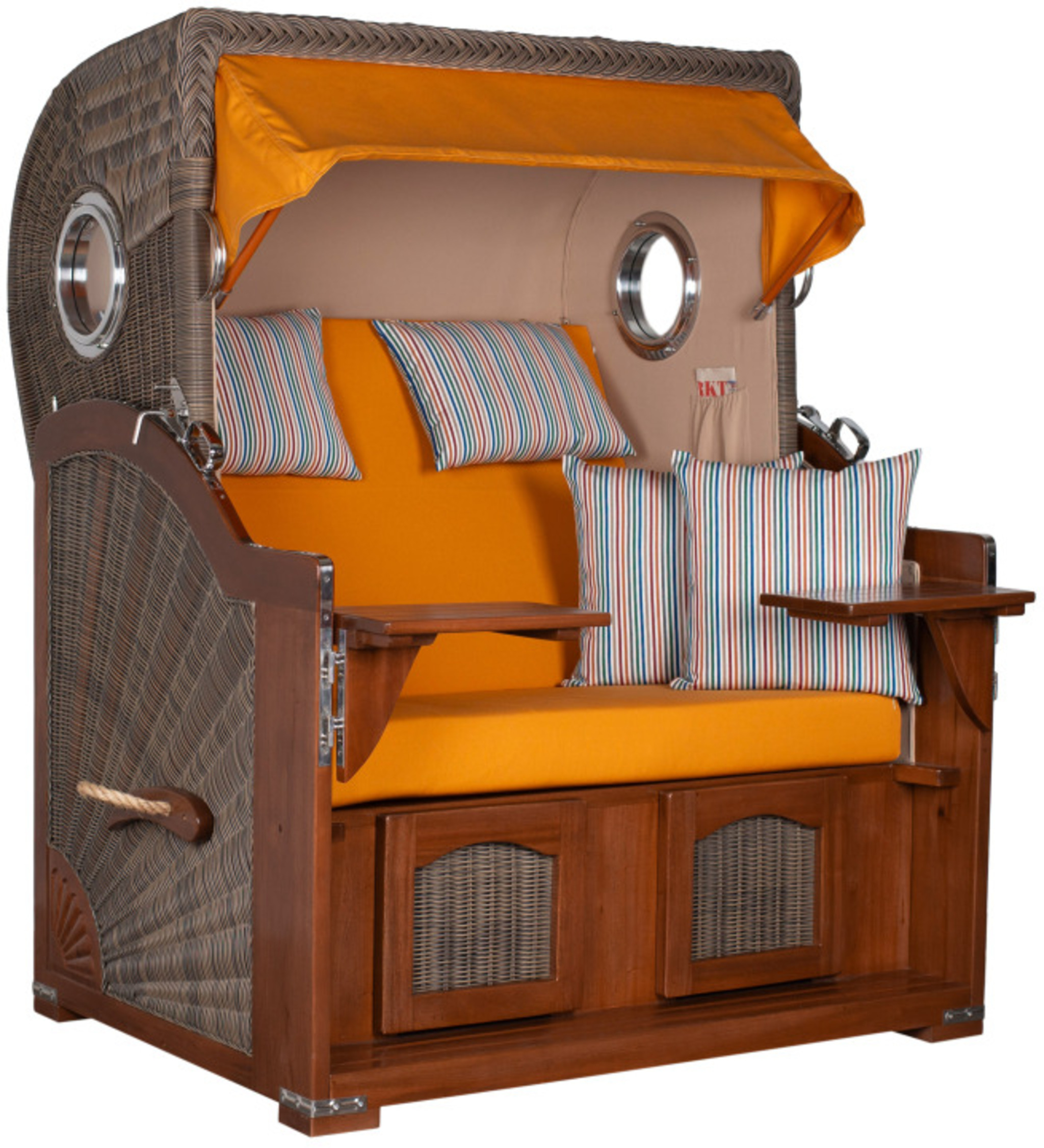 Strandkorb Rantum Bullauge Mahagoni PE Grey Dessin 586