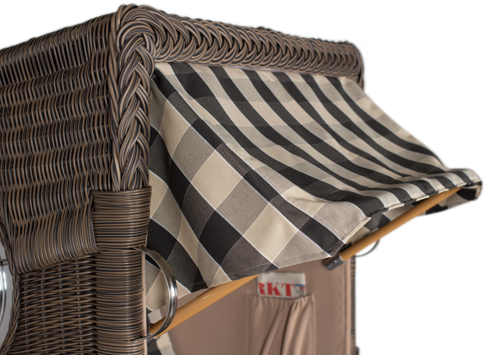 Strandkorb Rantum Single Bullauge Teak PE Grey Dessin 505