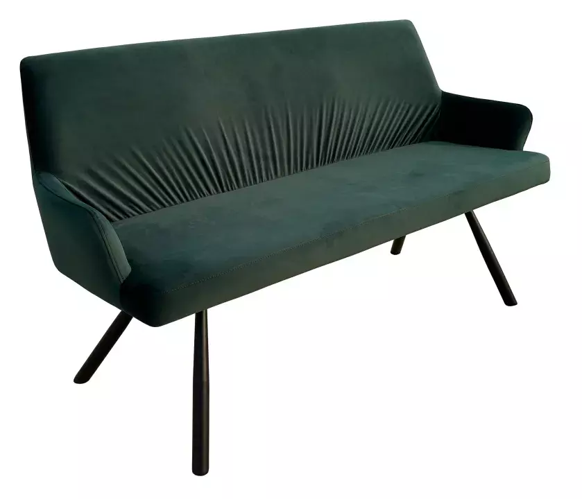 Indoormöbelset Stuhl Vicenza und Sofa Modena dunkelgrün und Baumkantentisch Monza