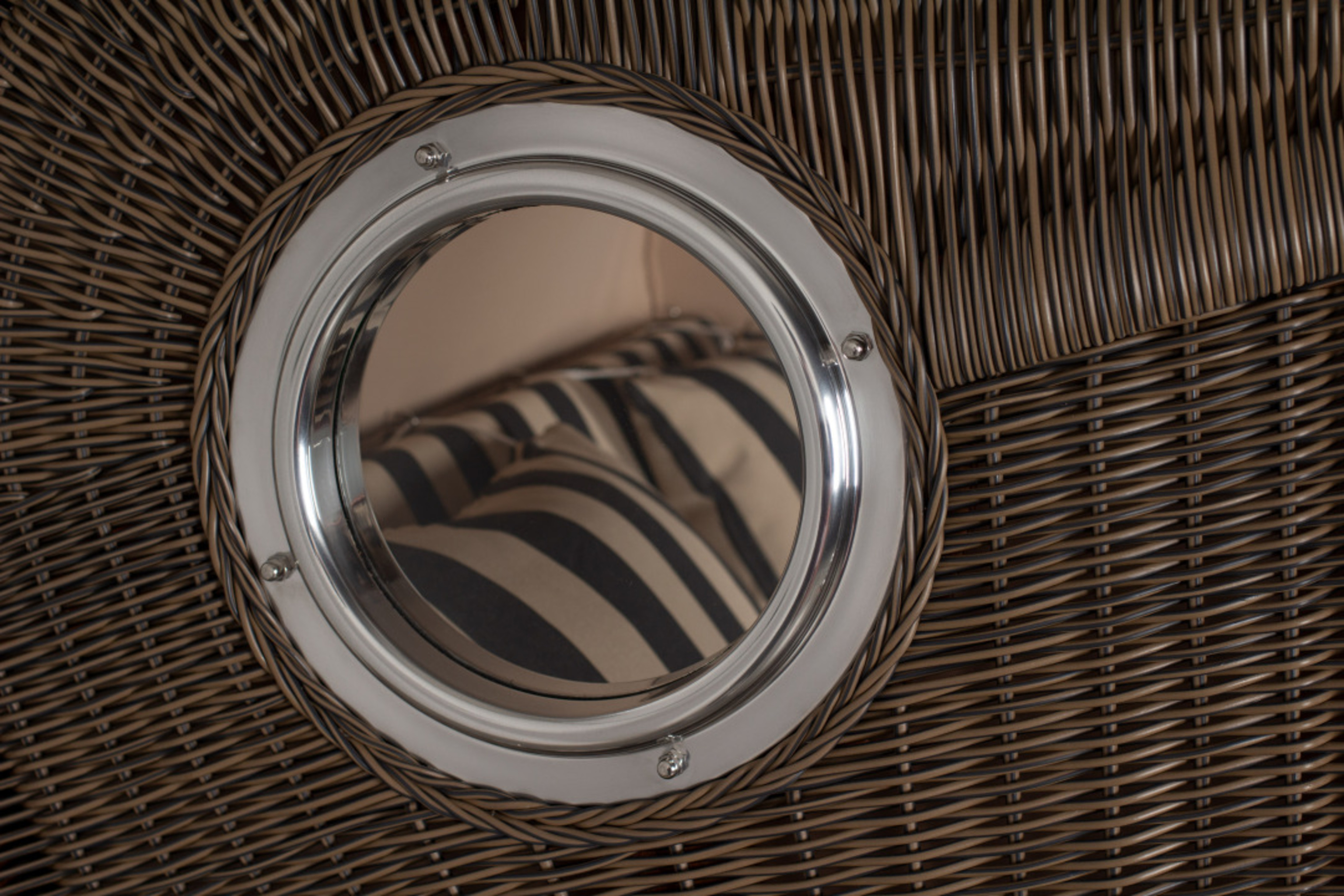 Strandkorb Rantum Grande Bullauge Mahagoni PE grey Dessin 581