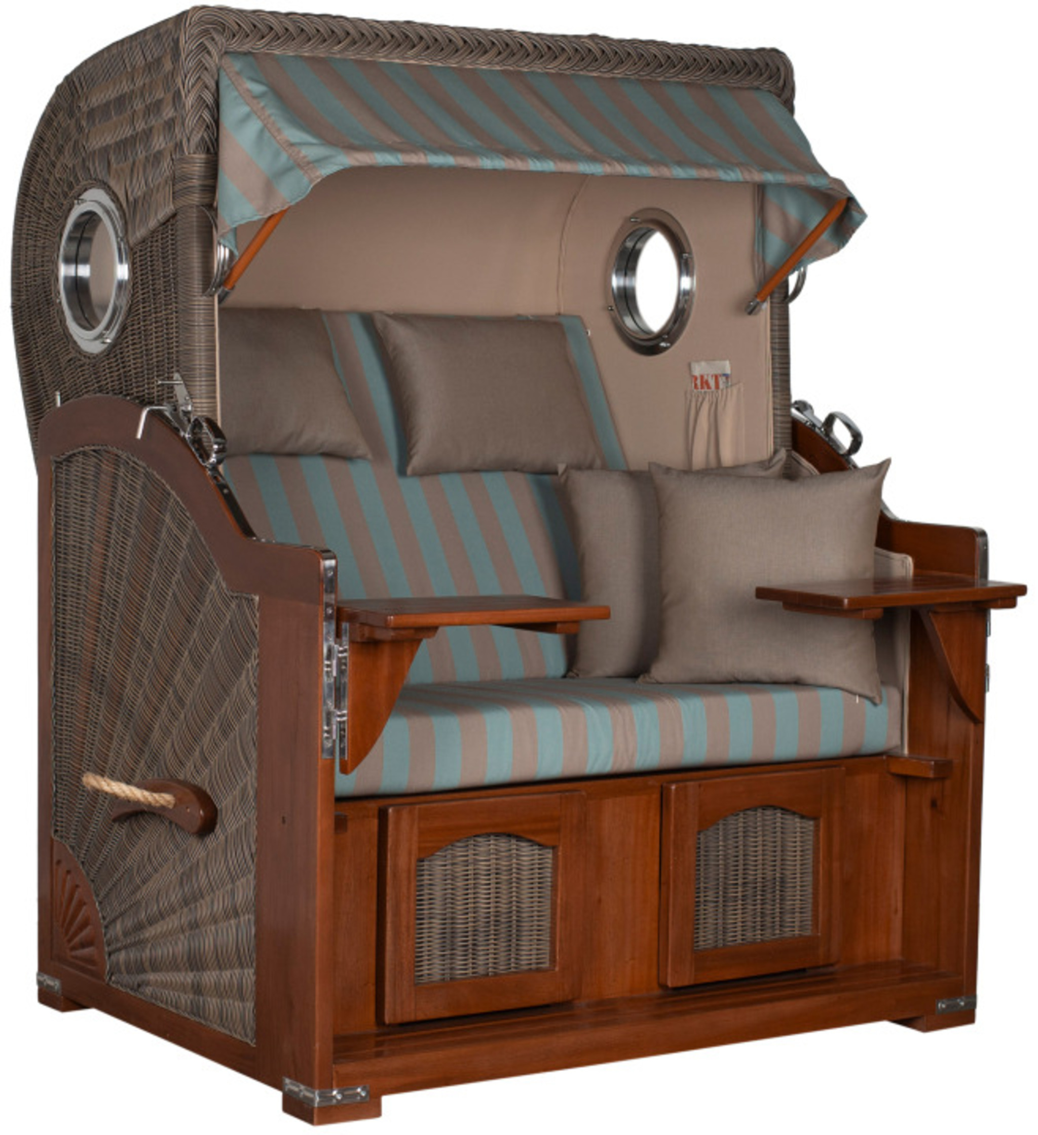 Strandkorb Rantum Bullauge Mahagoni PE Grey Dessin 520