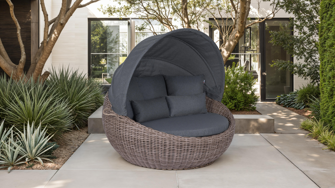 Sonneninsel Marano PE Rattan brown Bezüge dark grey inkl
