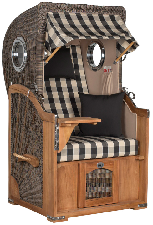 Strandkorb Rantum Single Bullauge Teak PE Grey Dessin 505
