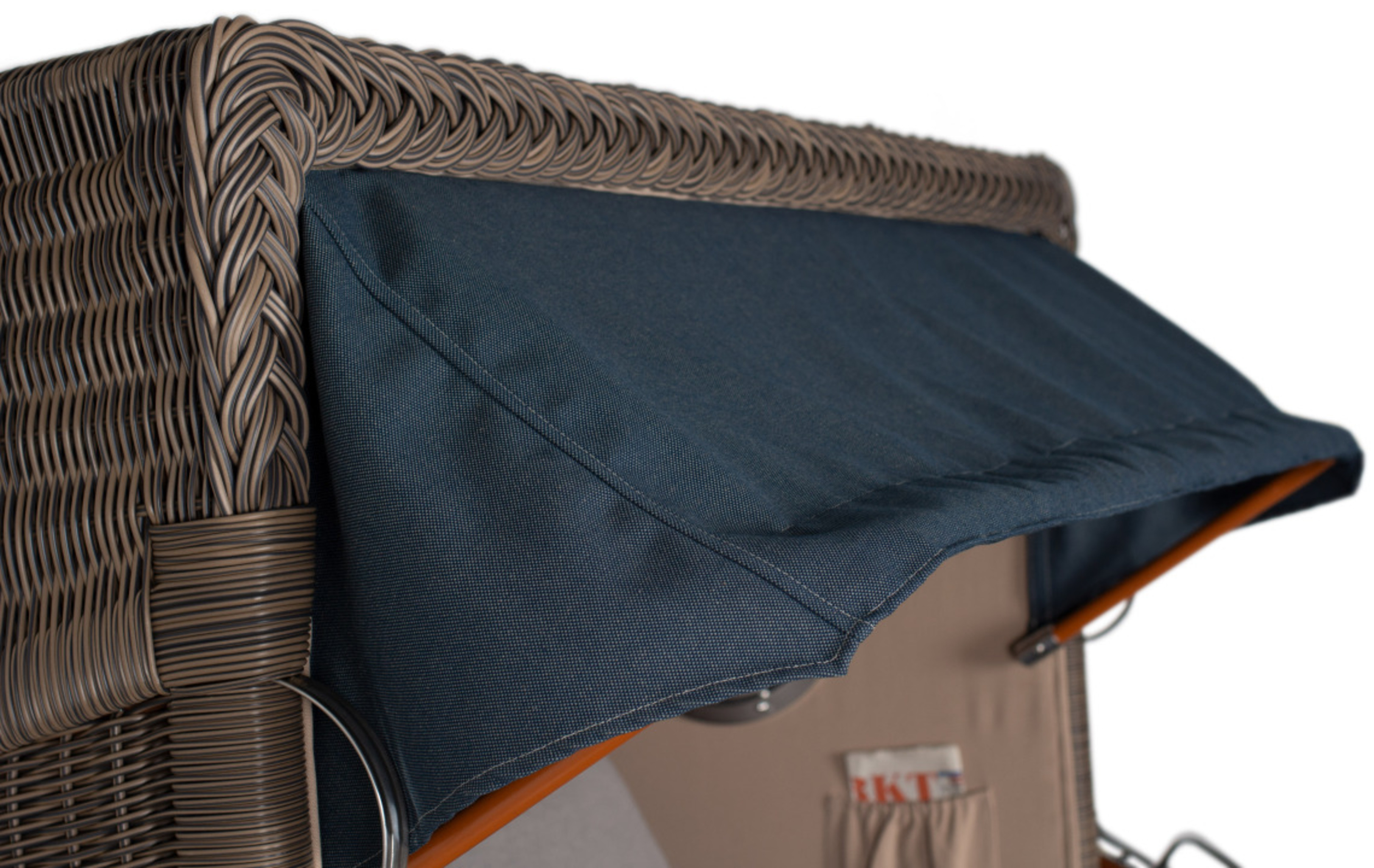 Strandkorb Rantum Grande Bullauge Mahagoni PE grey Dessin 593