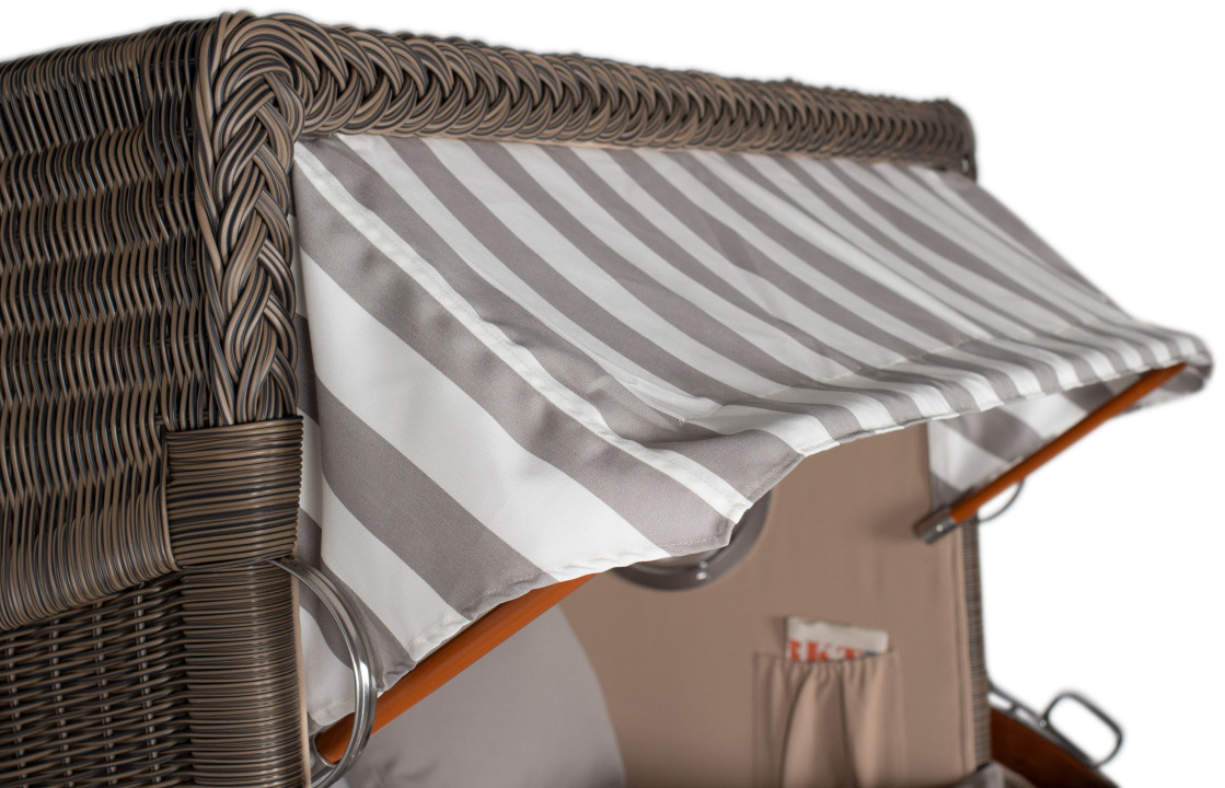 Strandkorb Rantum Grande Bullauge Mahagoni PE grey Dessin 513