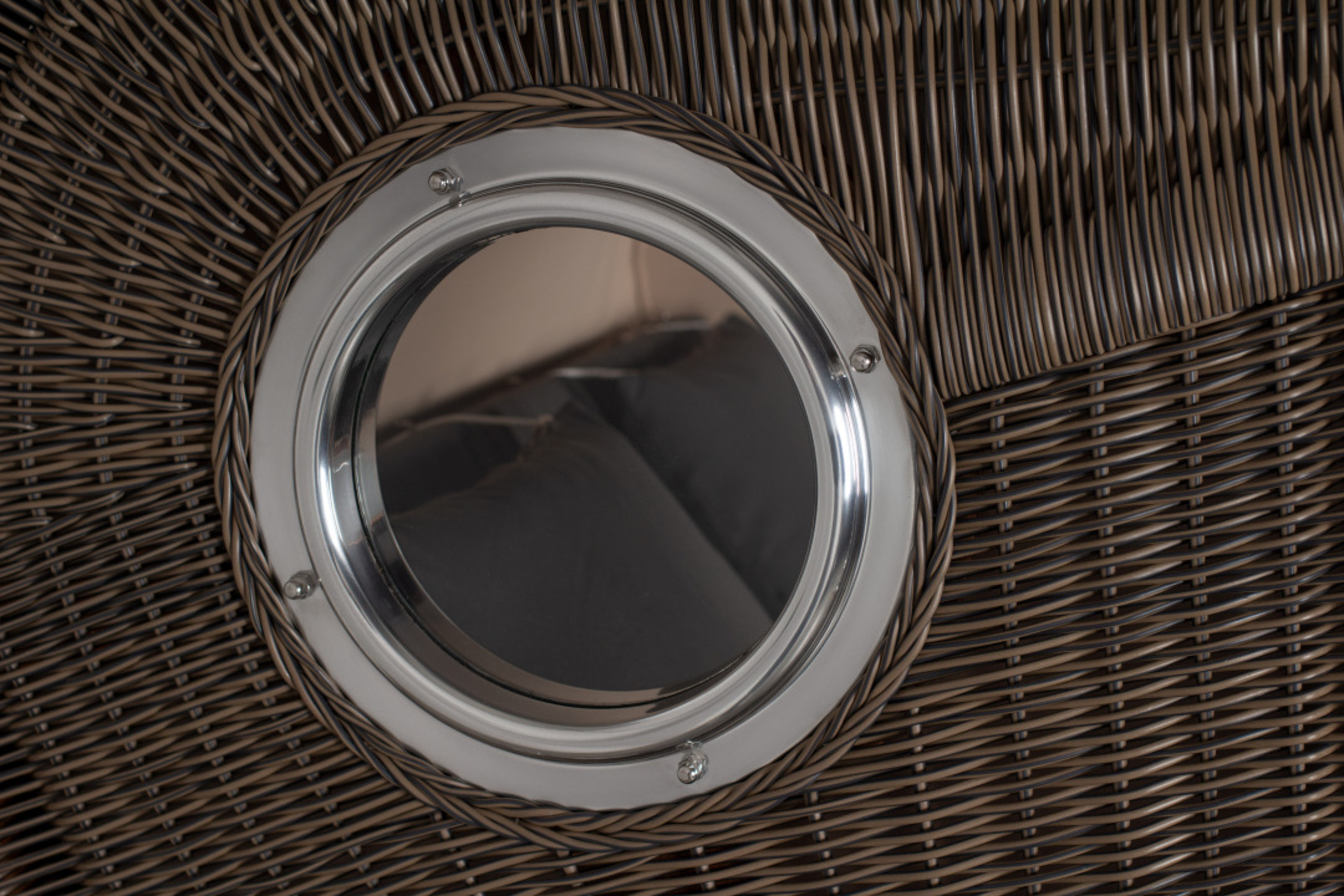 Strandkorb Rantum Grande Bullauge Mahagoni PE grey Dessin 548