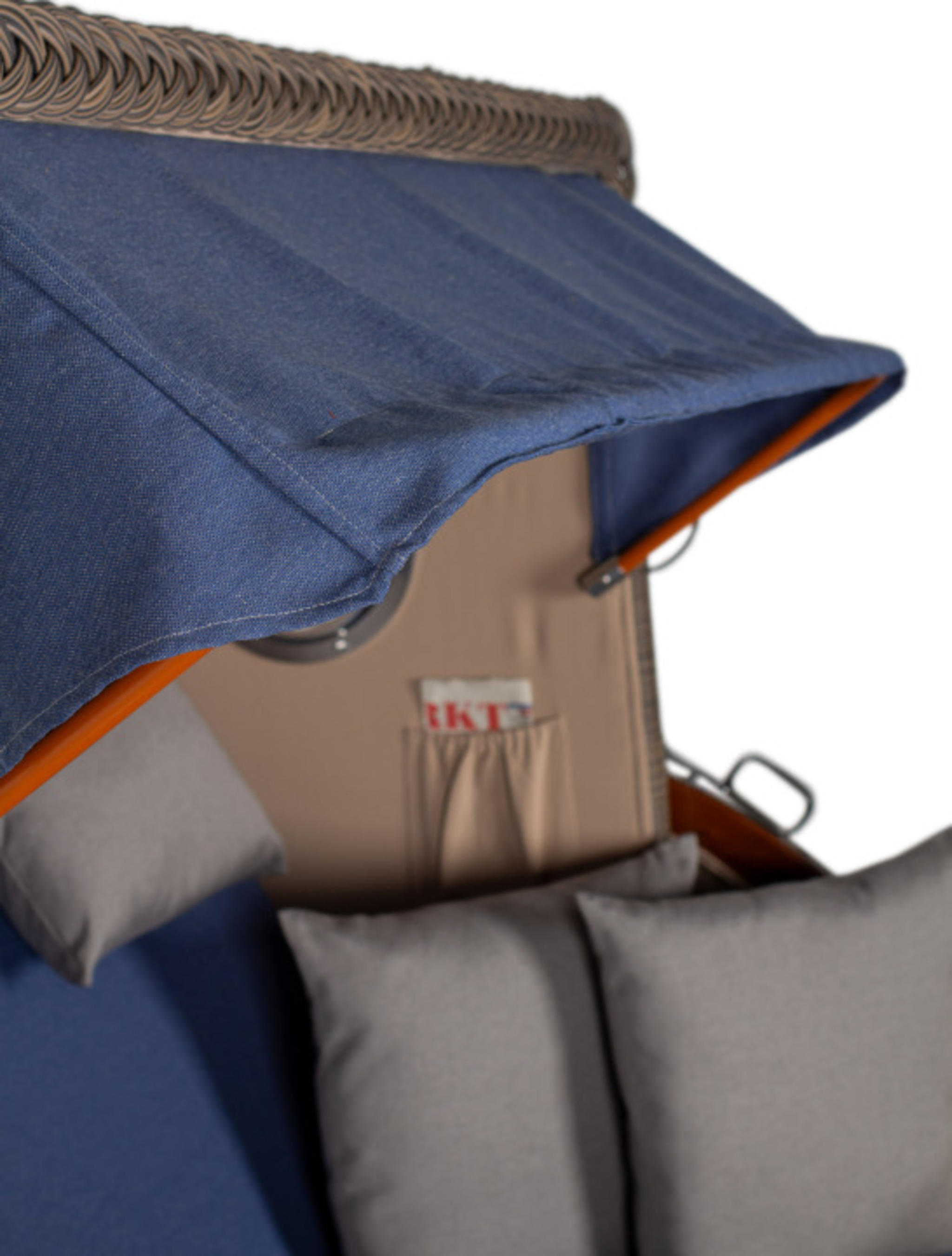 Strandkorb Rantum Bullauge Mahagoni PE Grey Dessin 595