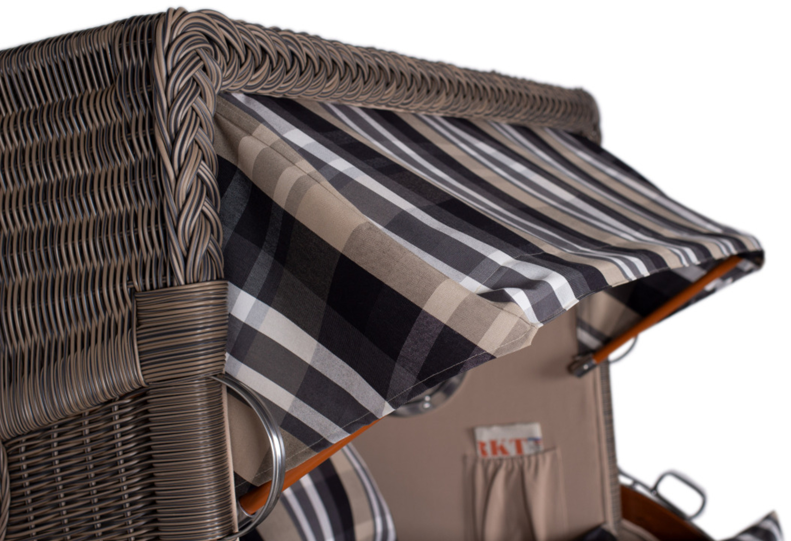 Strandkorb Rantum Grande Bullauge Mahagoni PE grey Dessin 583