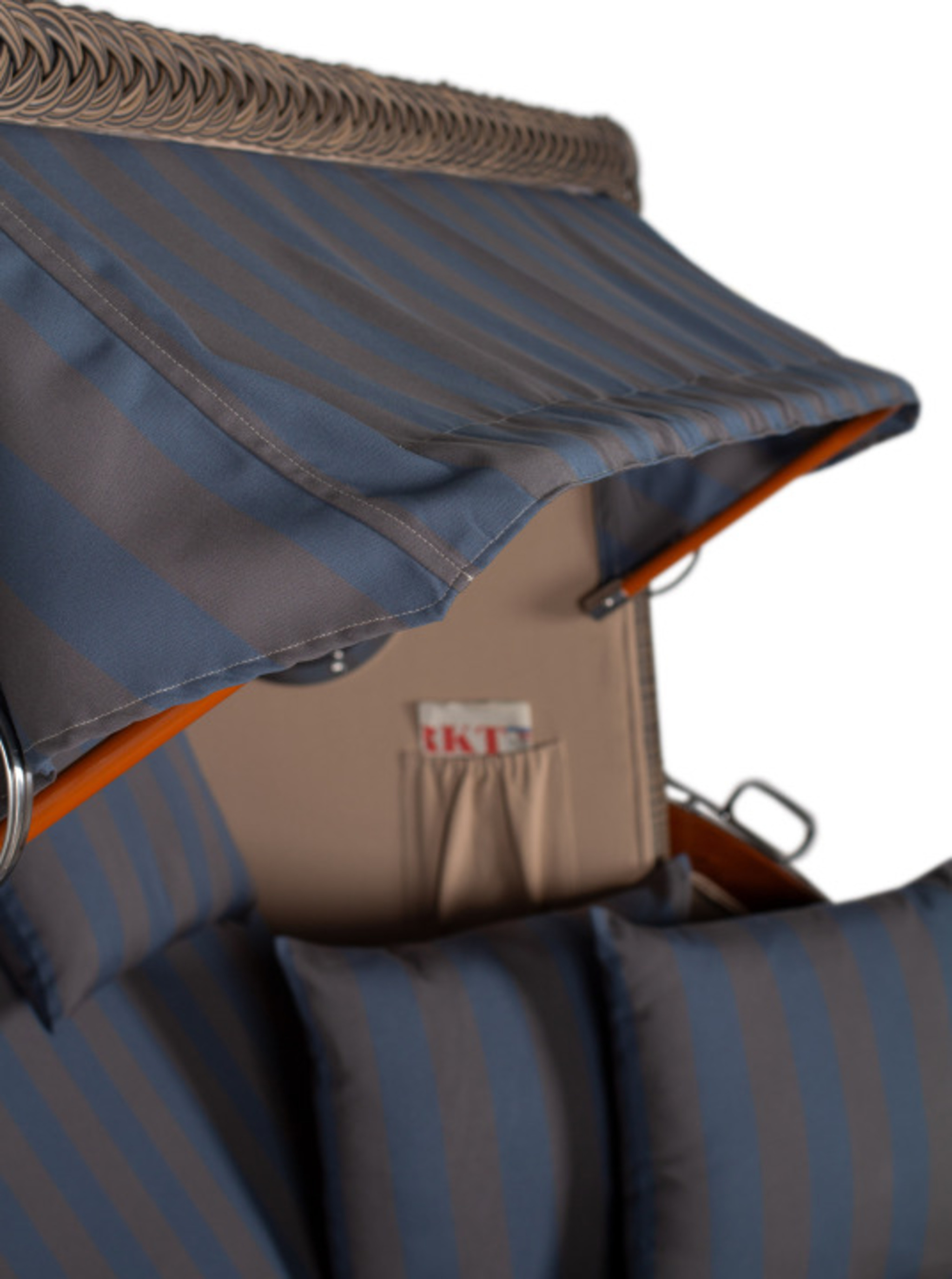 Strandkorb Rantum Grande Bullauge Mahagoni PE grey Dessin 582