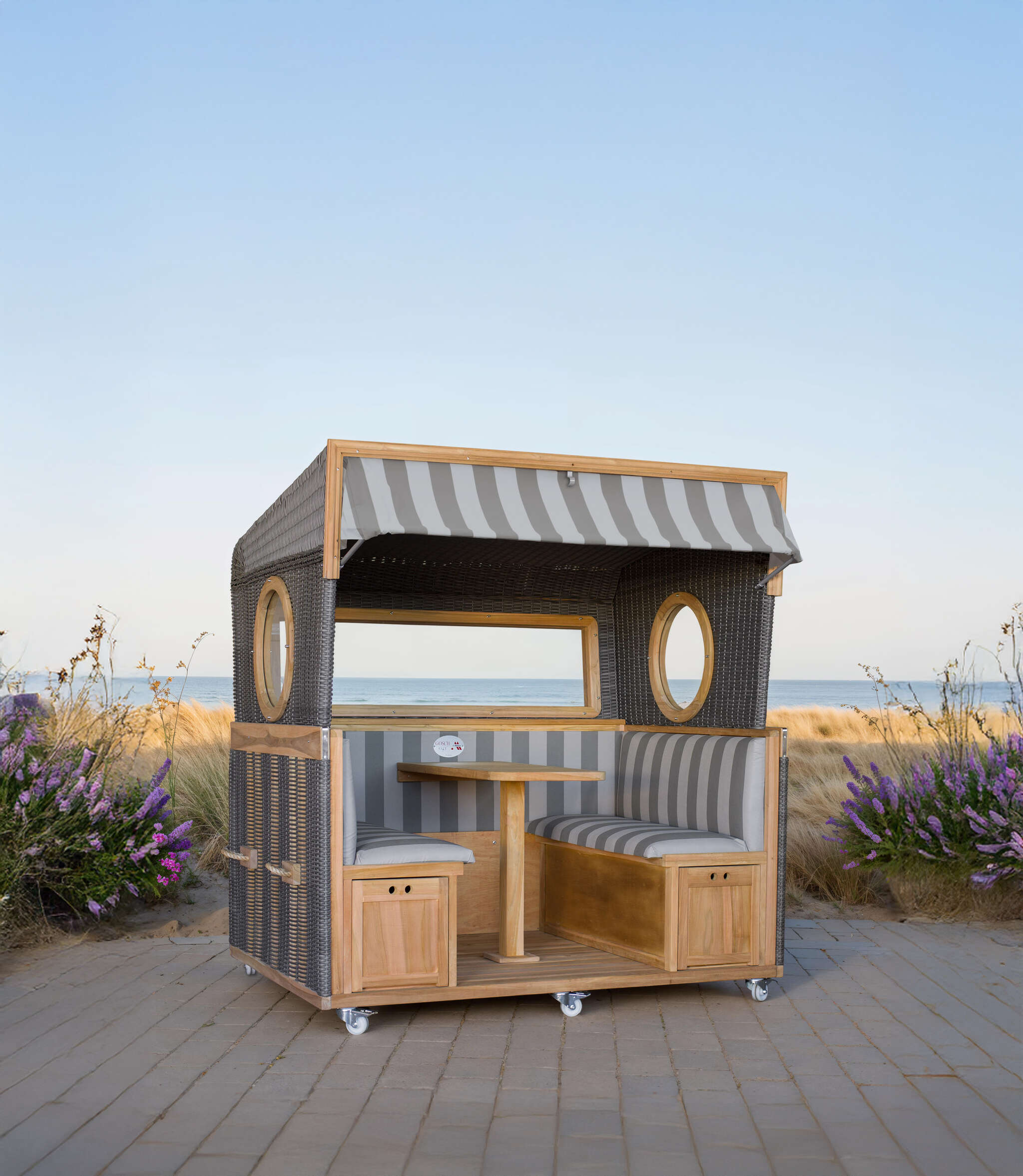 BL20151_Gosch_Lounge_Strandkorb_6_Sitzer_Teak_durchgeflochten_PE_grey_ERA_Dessin_981_ _4_