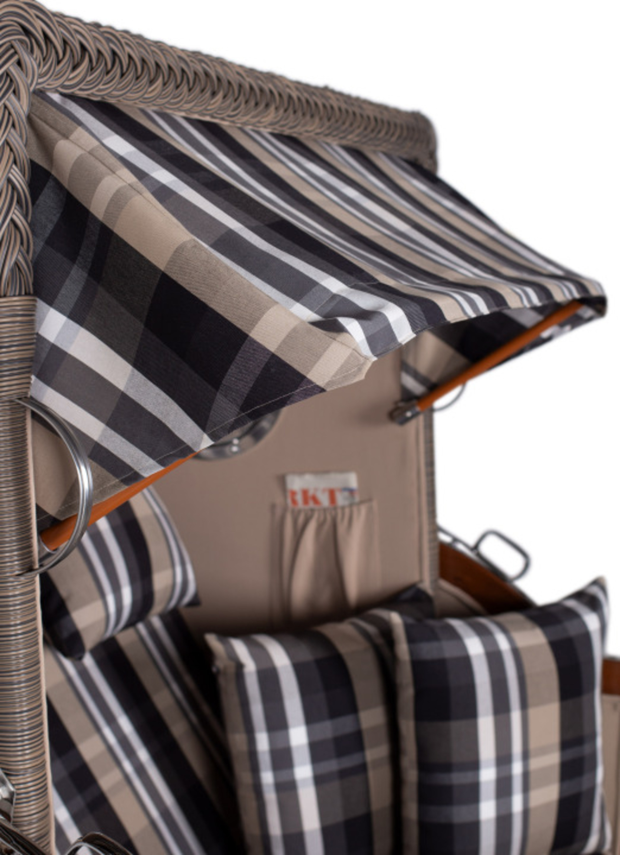 Strandkorb Rantum Grande Bullauge Mahagoni PE grey Dessin 583